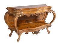 An Italian Rococo Style Carved Walnut Marble-Top Server