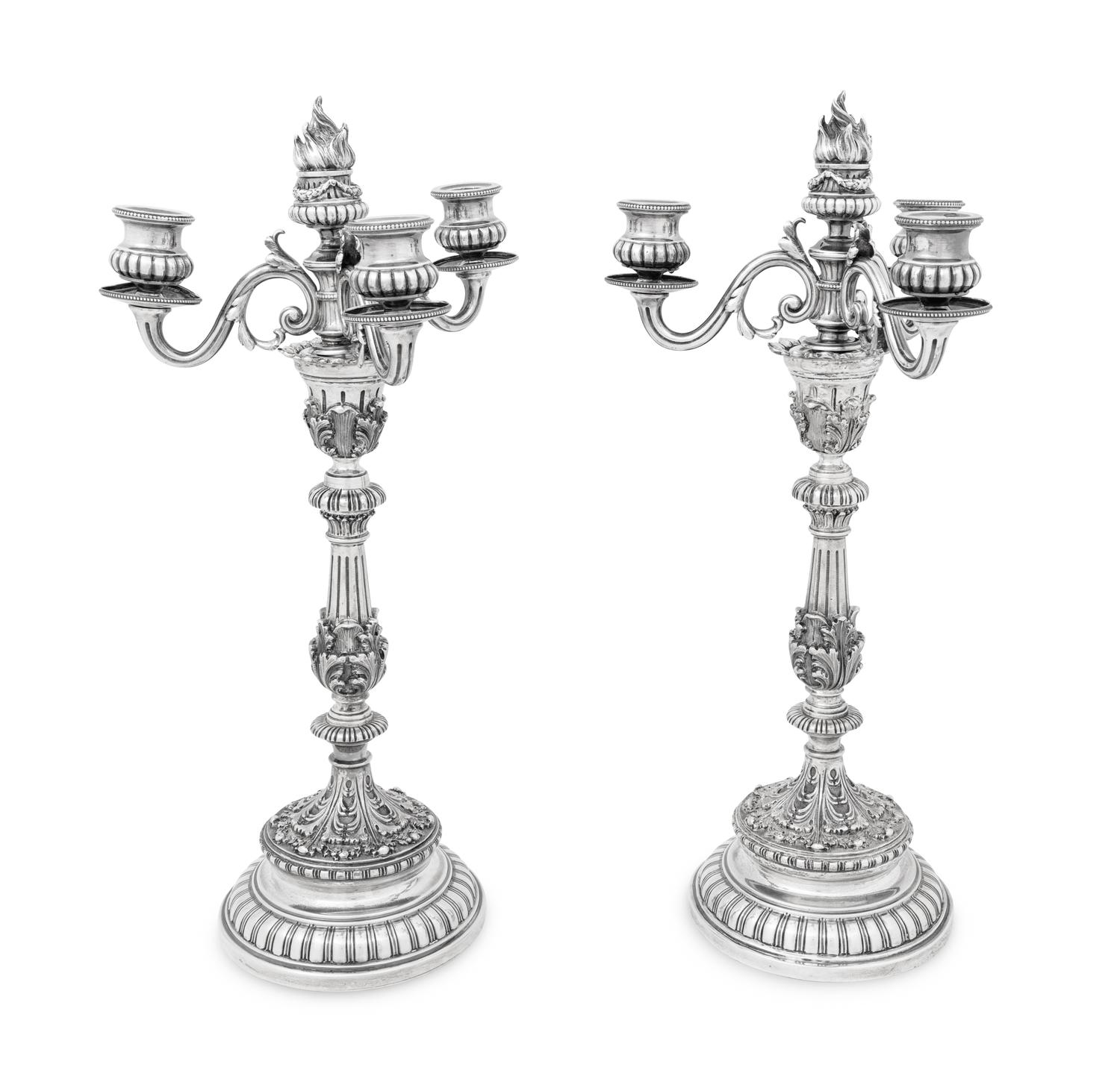 A Pair of Buccellati Silver Candlesticks