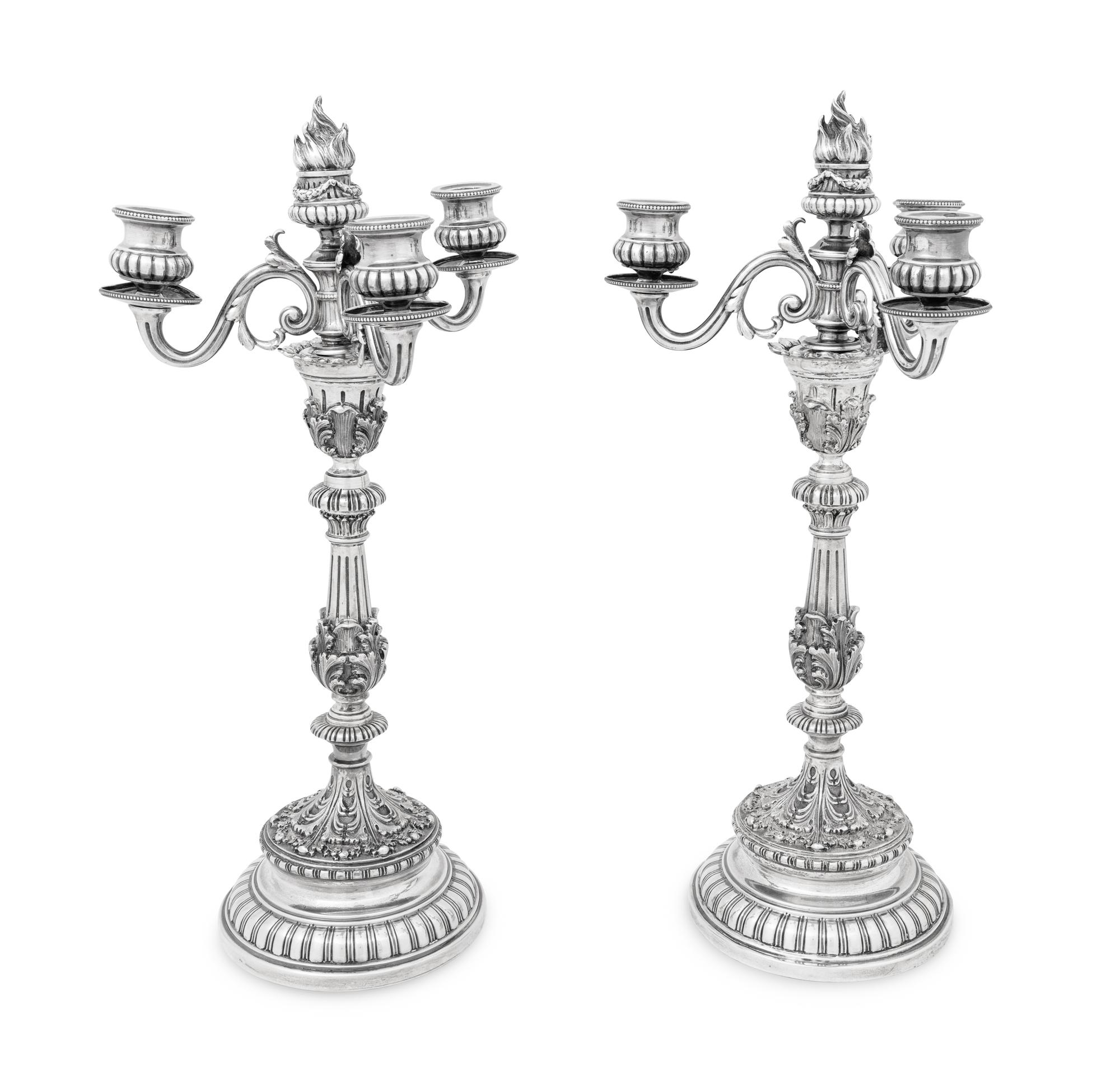 A Pair of Buccellati Silver Candlesticks