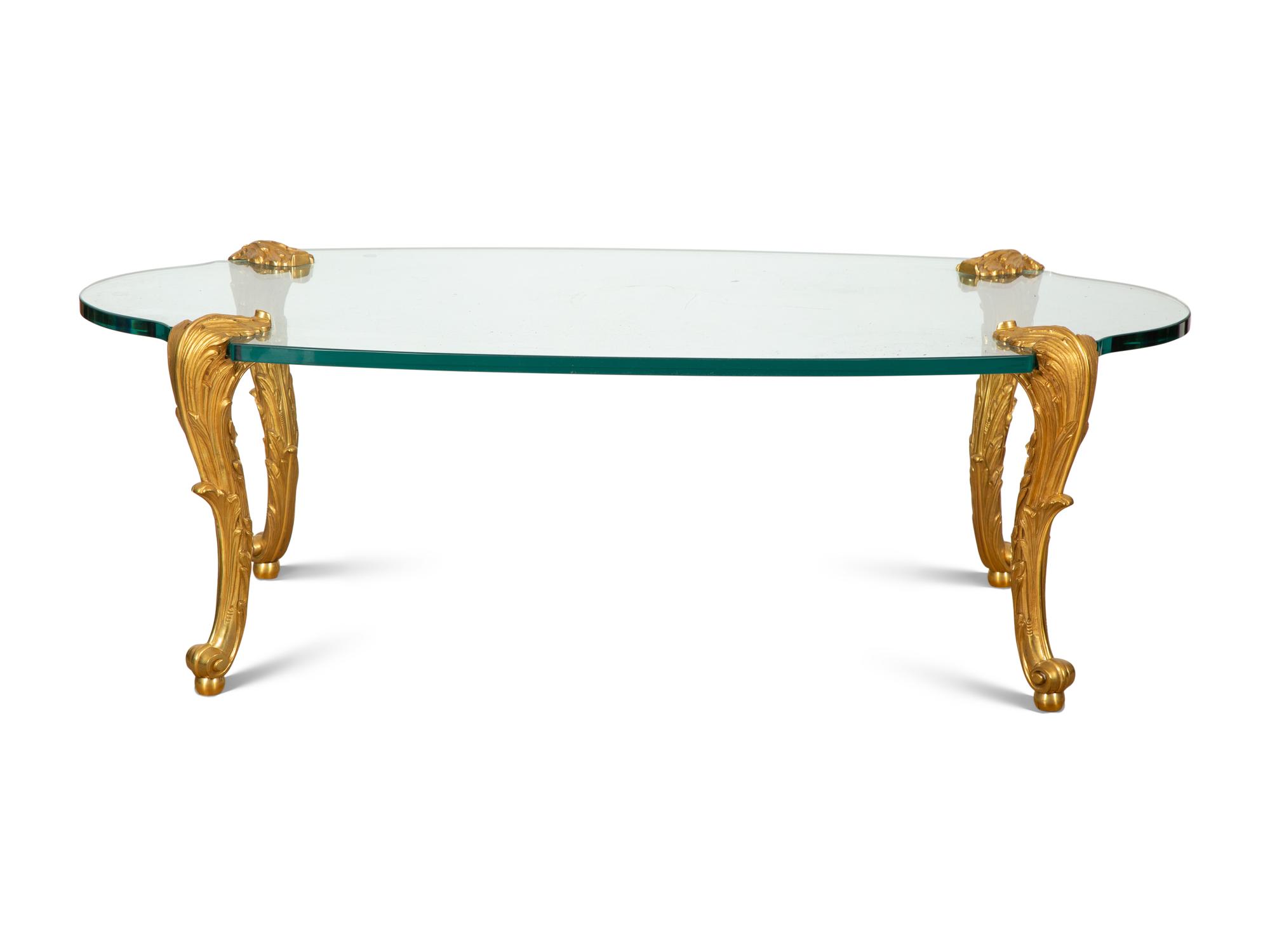 A P.E. Guerin Gilt Bronze and Glass Low Table