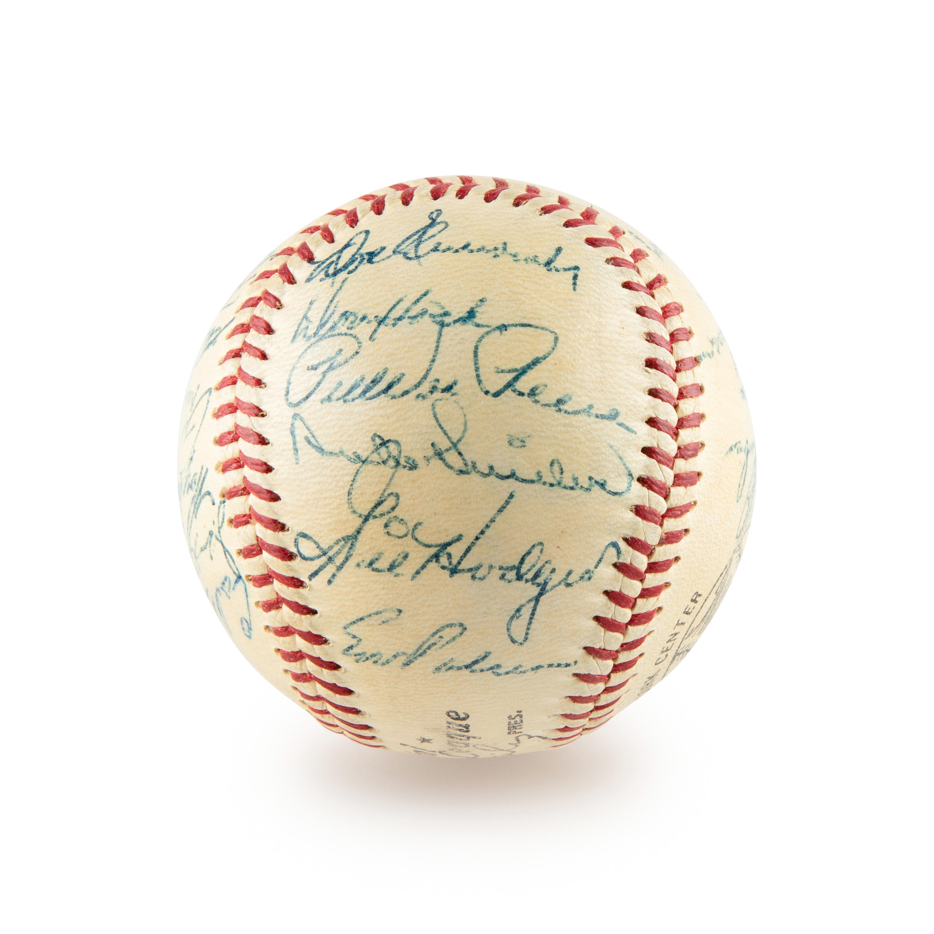 A 1954 Brooklyn Dodgers Team Signed Autograph Baseball Including Jackie Robinson and Roy Campanella (Beckett Authentication Services)