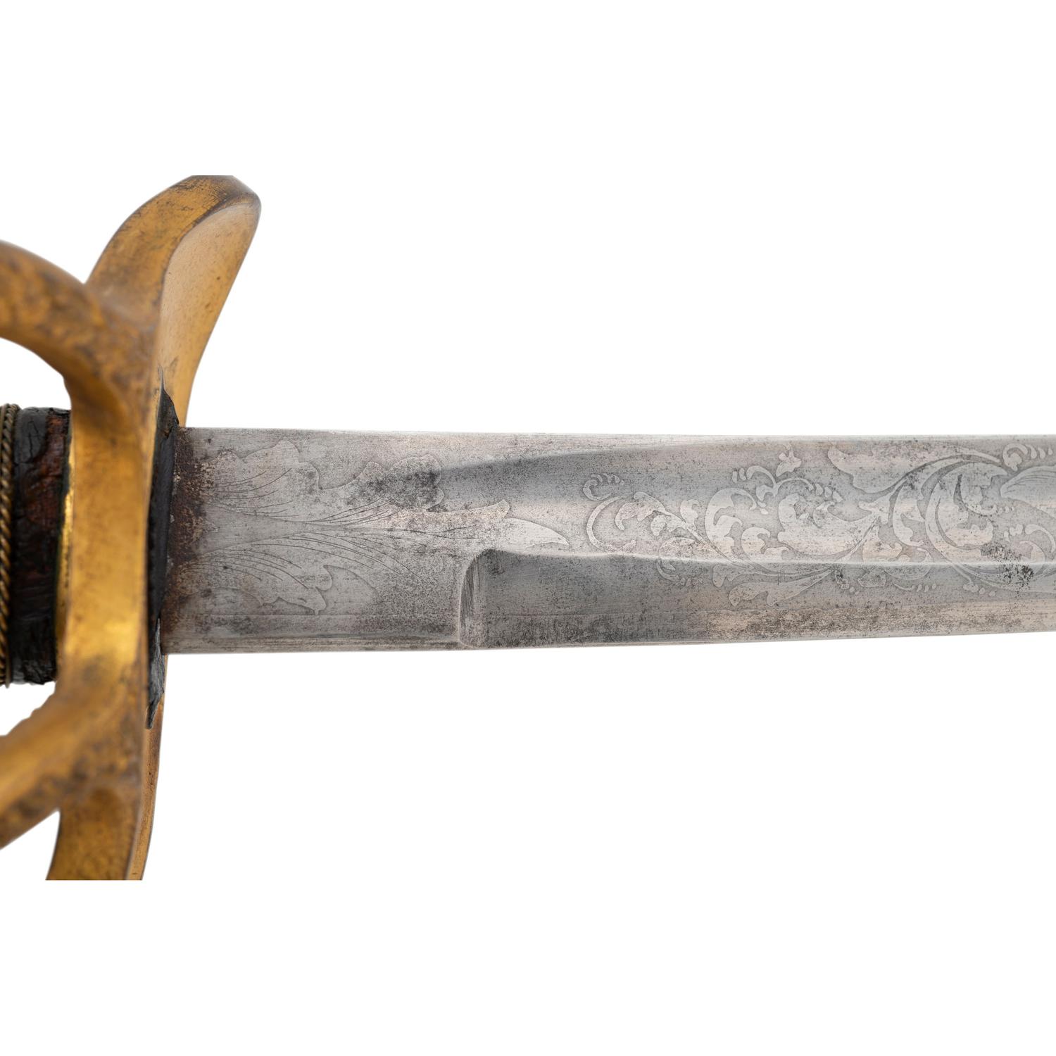 Sauerbier Cavalry Officers' Saber with Etched Blade Presentation to Lieutenant Sullivan 9th PA Cavalry - KIA at Tomkinsville, KY - Fighting John Hunt Morgan's Men