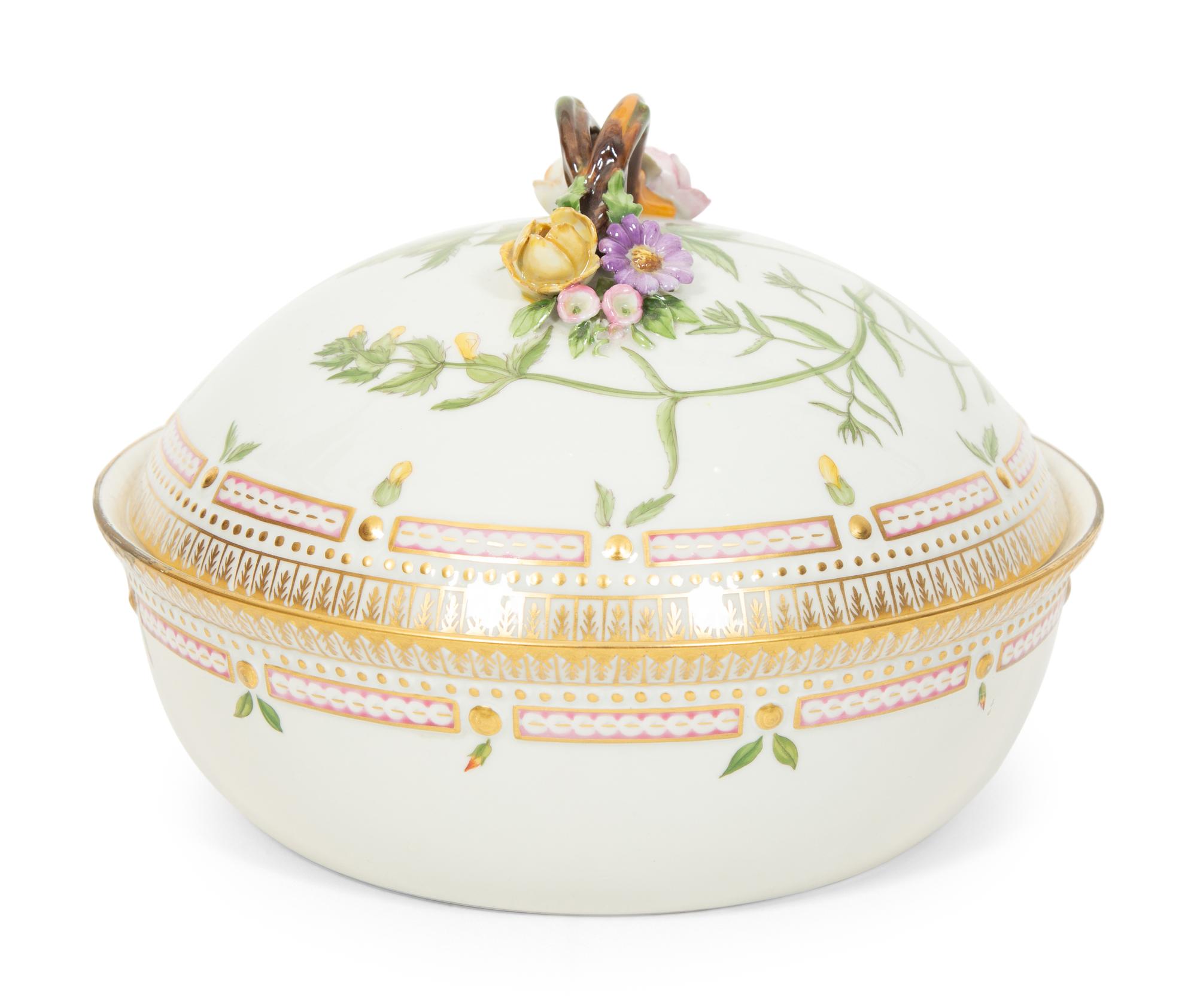A Royal Copenhagen Flora Danica Porcelain Round Covered Vegetable Dish