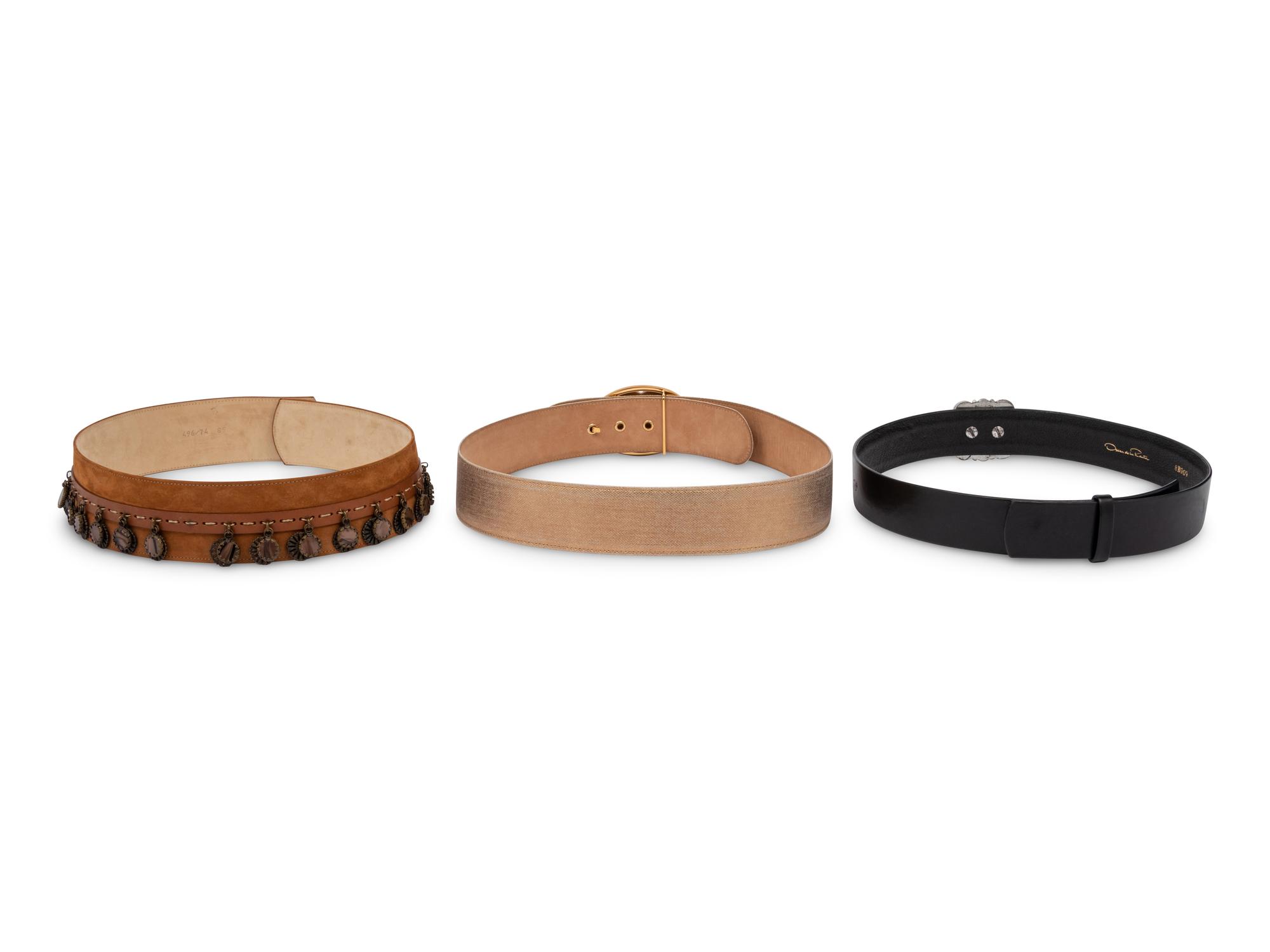 Three Designer Belts By Chanel and Oscar de la Renta