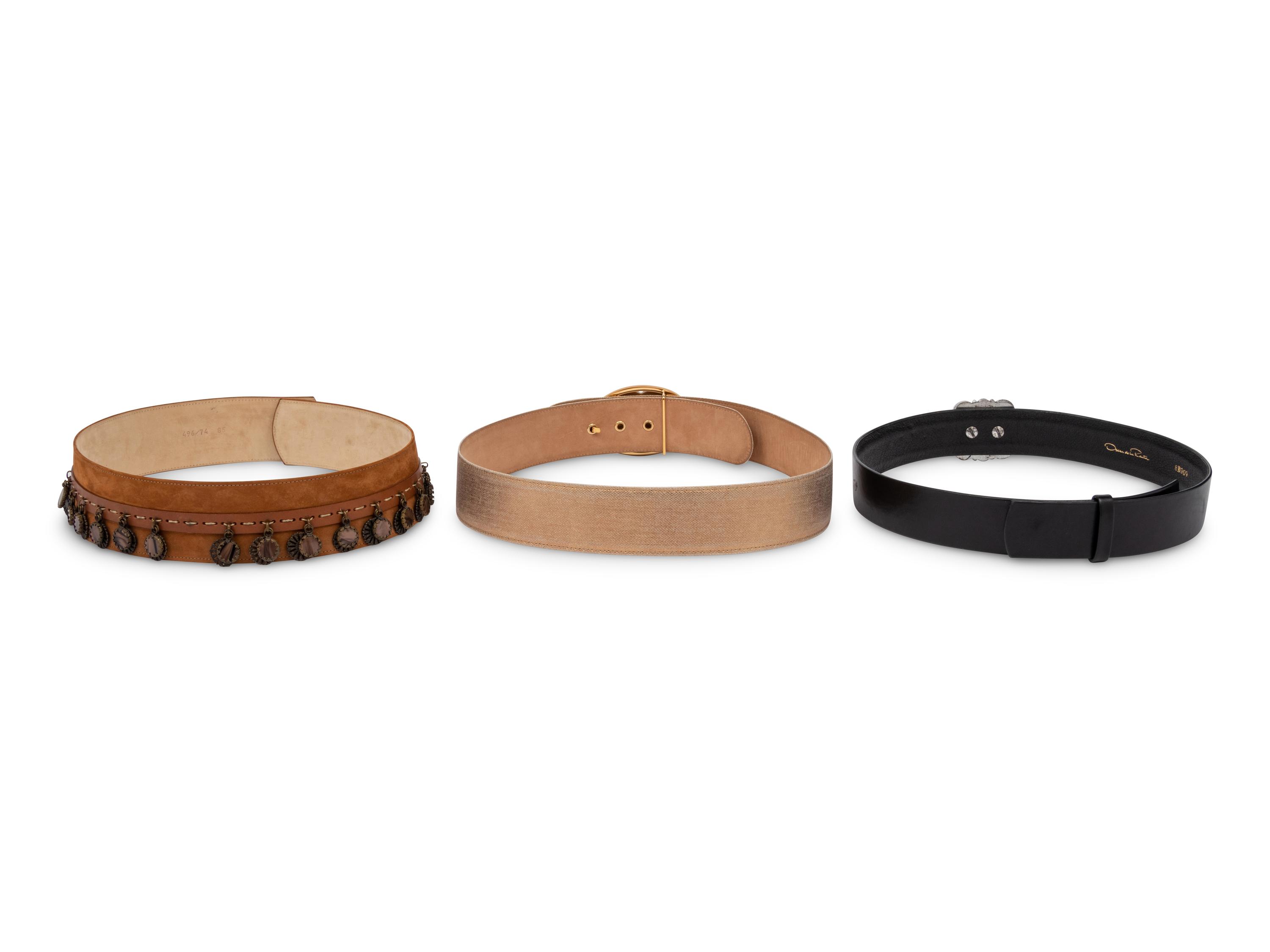 Three Designer Belts By Chanel and Oscar de la Renta