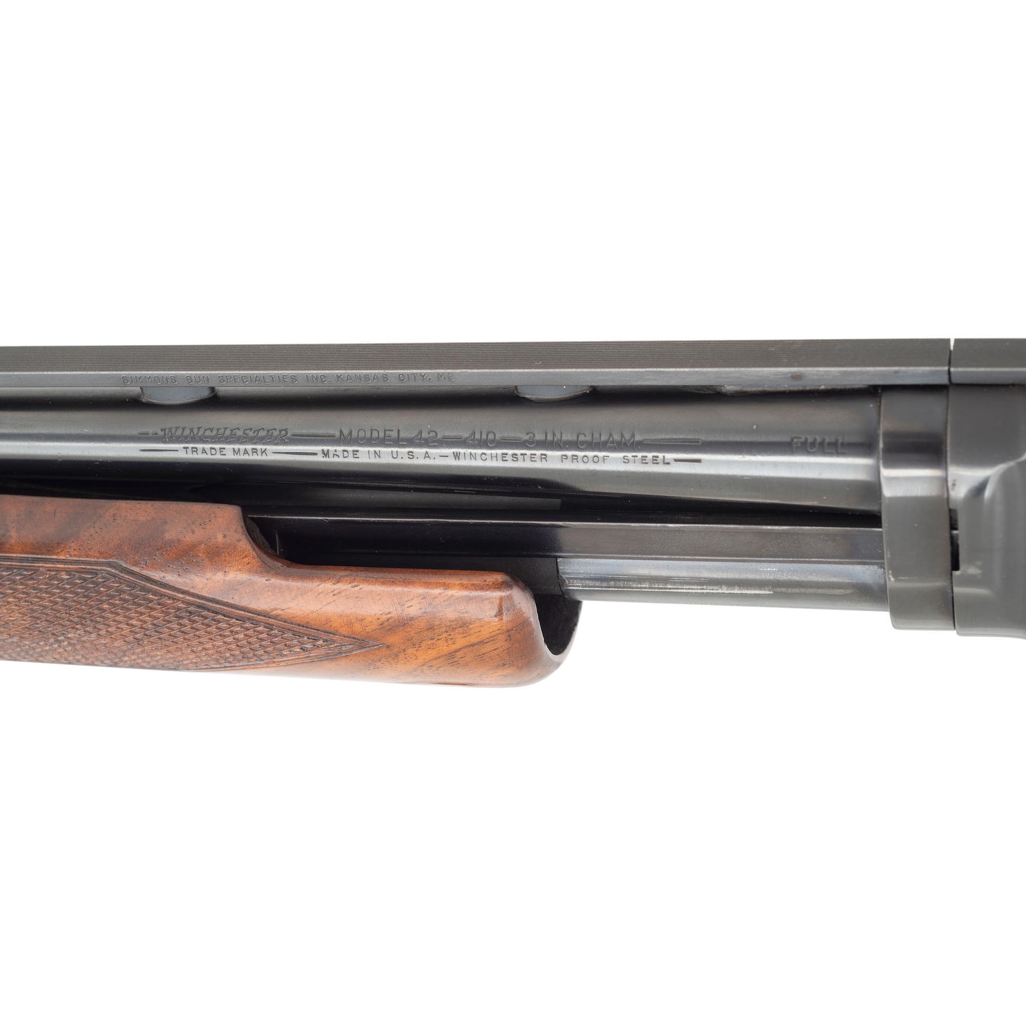 **Winchester Model 42 with Simmons Rib, Deluxe Wood, and Cutts Compensator