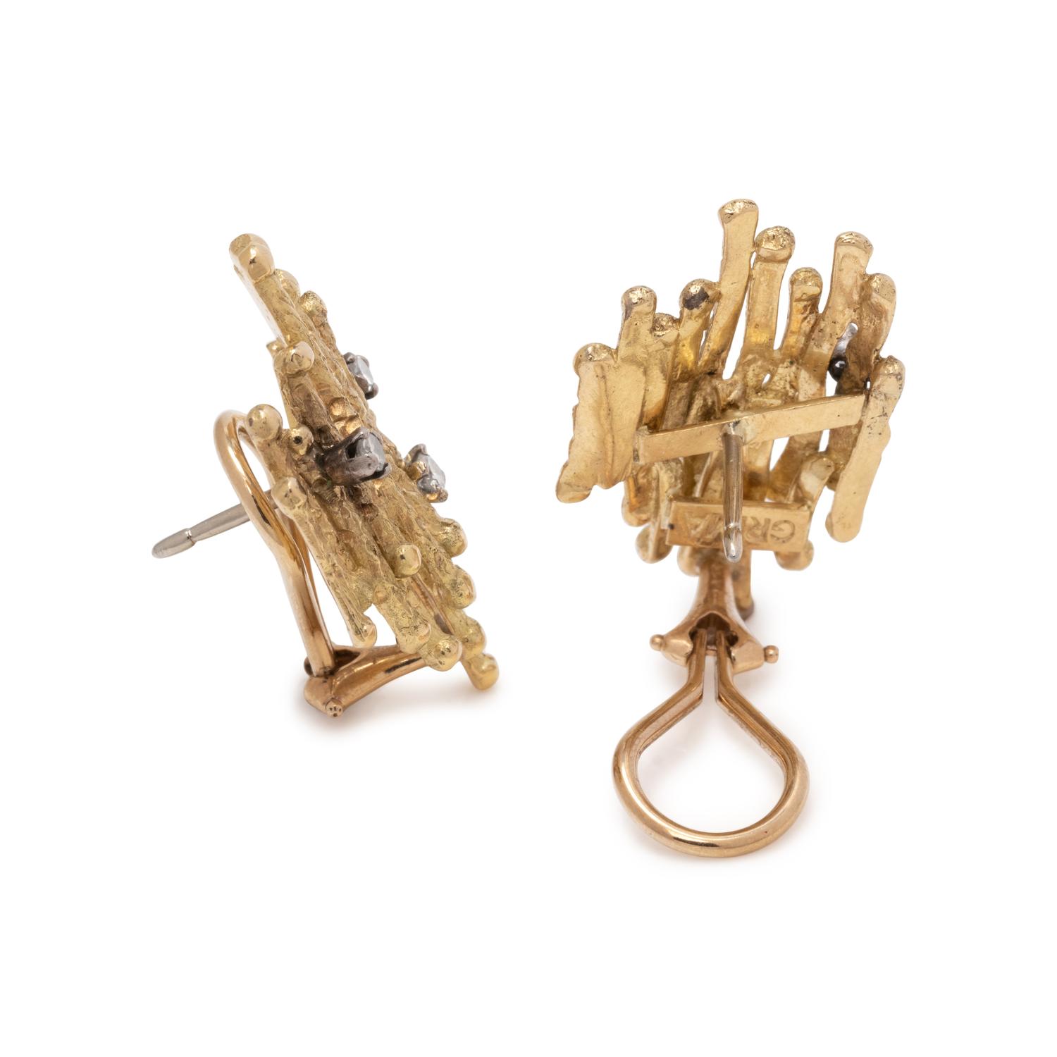 ANDREW GRIMA, YELLOW GOLD AND DIAMOND EARCLIPS
