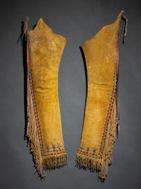 Kiowa Beaded Hide Leggings, with Dragonflies