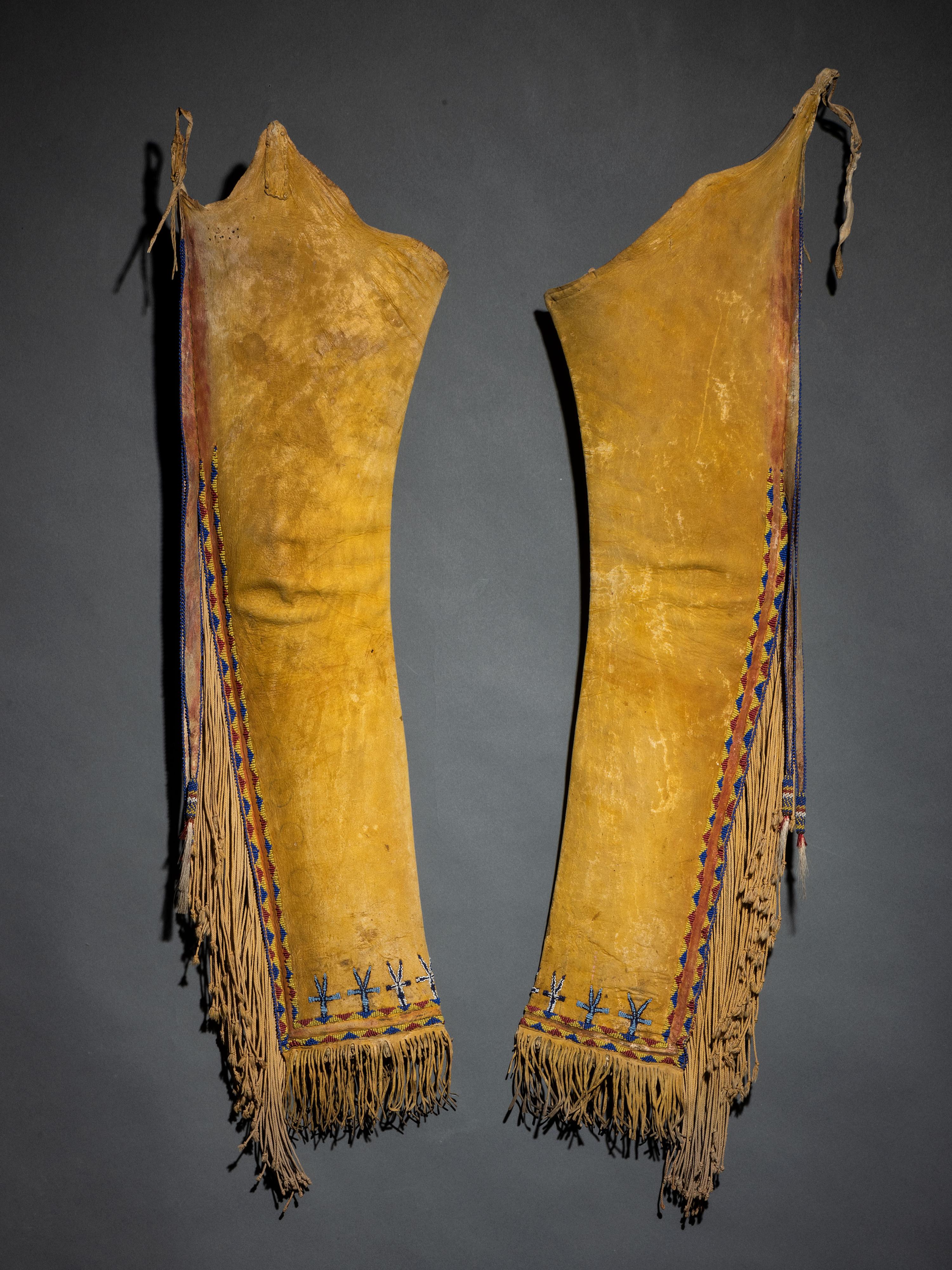 Kiowa Beaded Hide Leggings, with Dragonflies