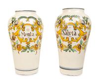 A Pair of Italian Faience Jars — 20TH CENTURY