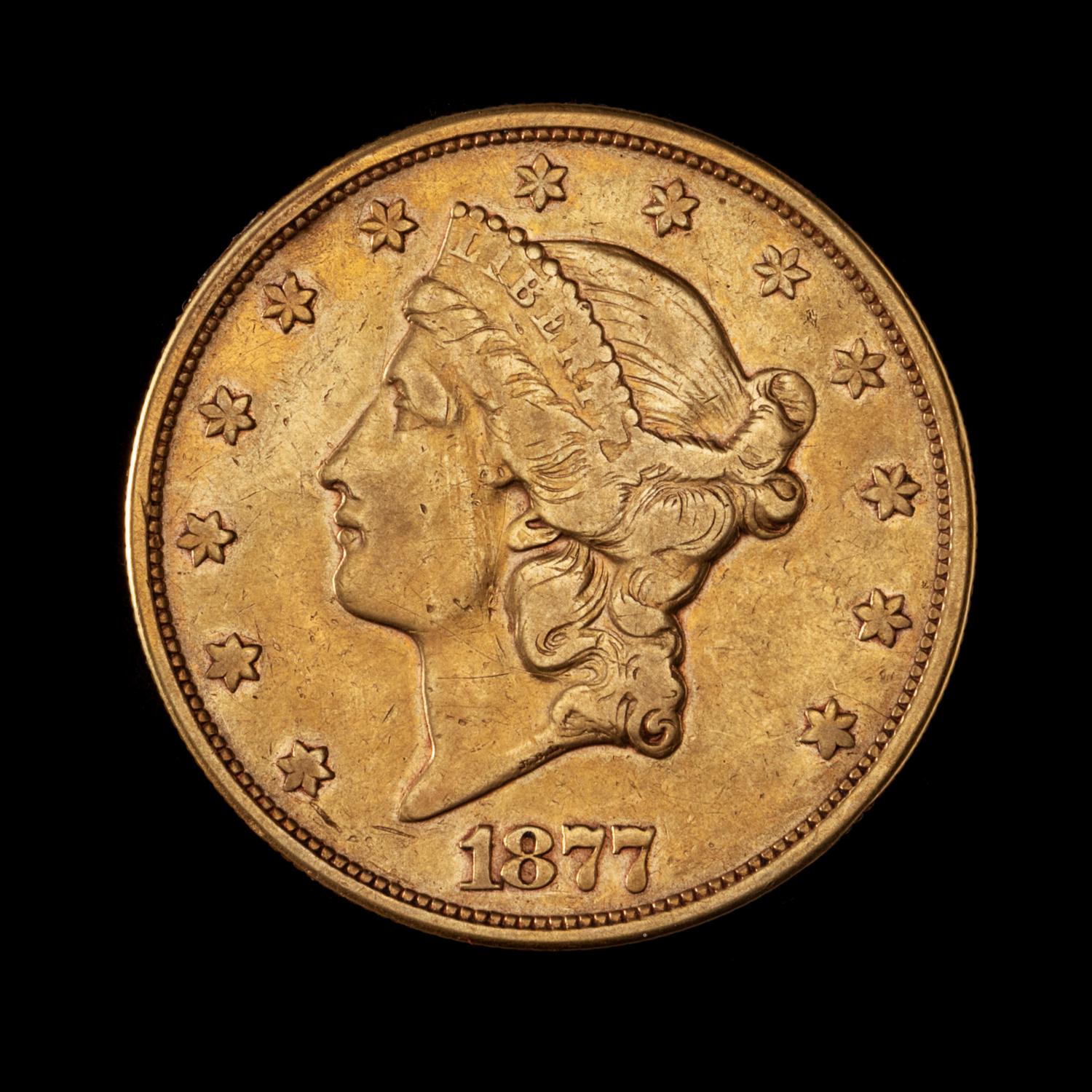 A United States 1877-S Liberty Head $20 Gold Coin