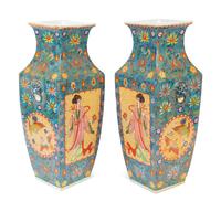 A Pair of Chinese Export Cloisonne-Over-Porcelain Vases