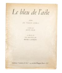 (LAURENS, HENRI) GHIKA, TIGGIE. Le bleu de l'aile. Paris, 1948. Limited. Inscribed by Ghika to Jean Paulhan.
