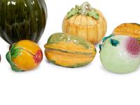 A Collection of Fifteen Miscellaneous Glazed Ceramic Fruits and Vegetables