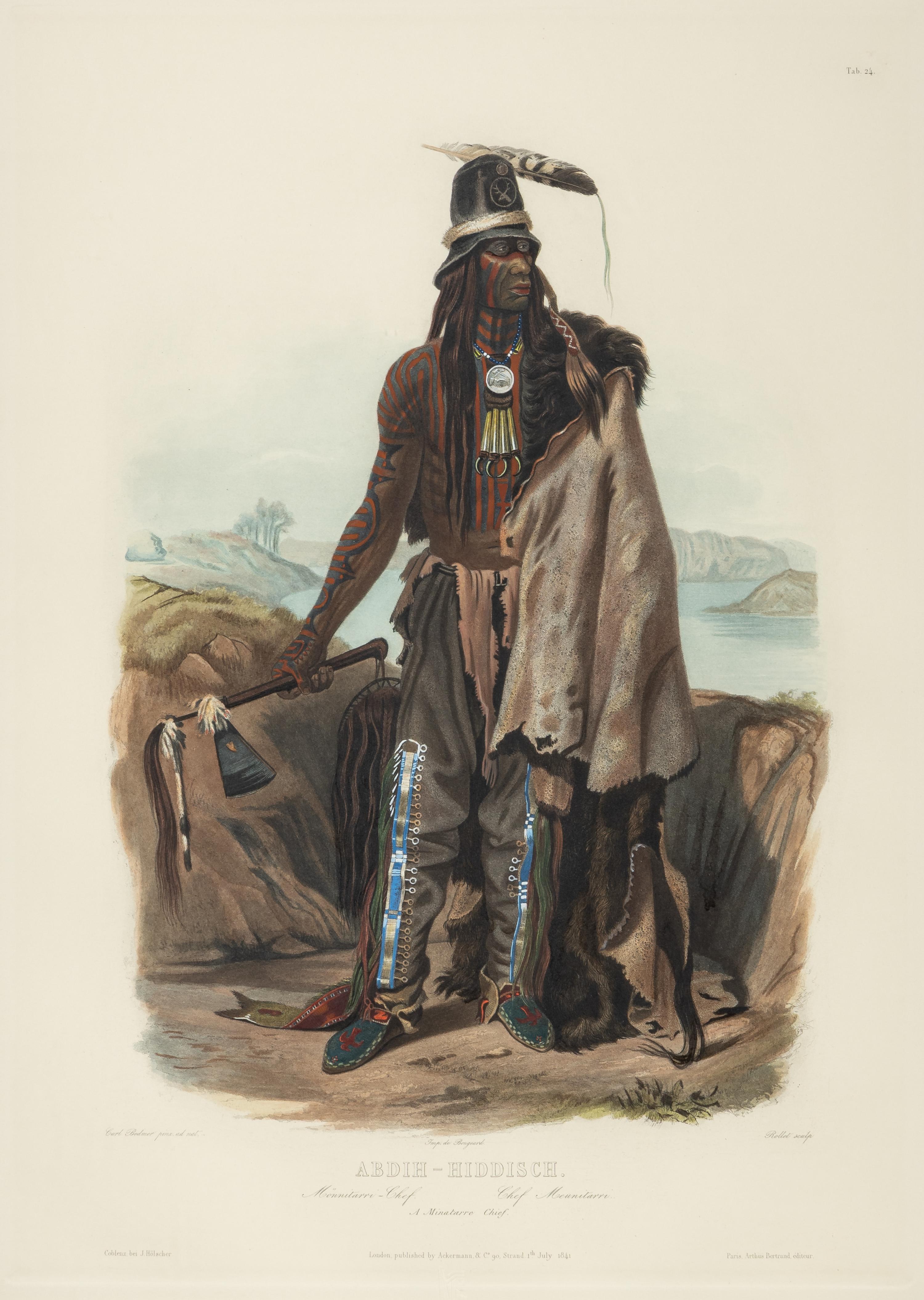 BODMER, Karl (1809-1893). ACKERMANN & Co., publisher. Abdih-Hiddisch... A Minatarre Chief .