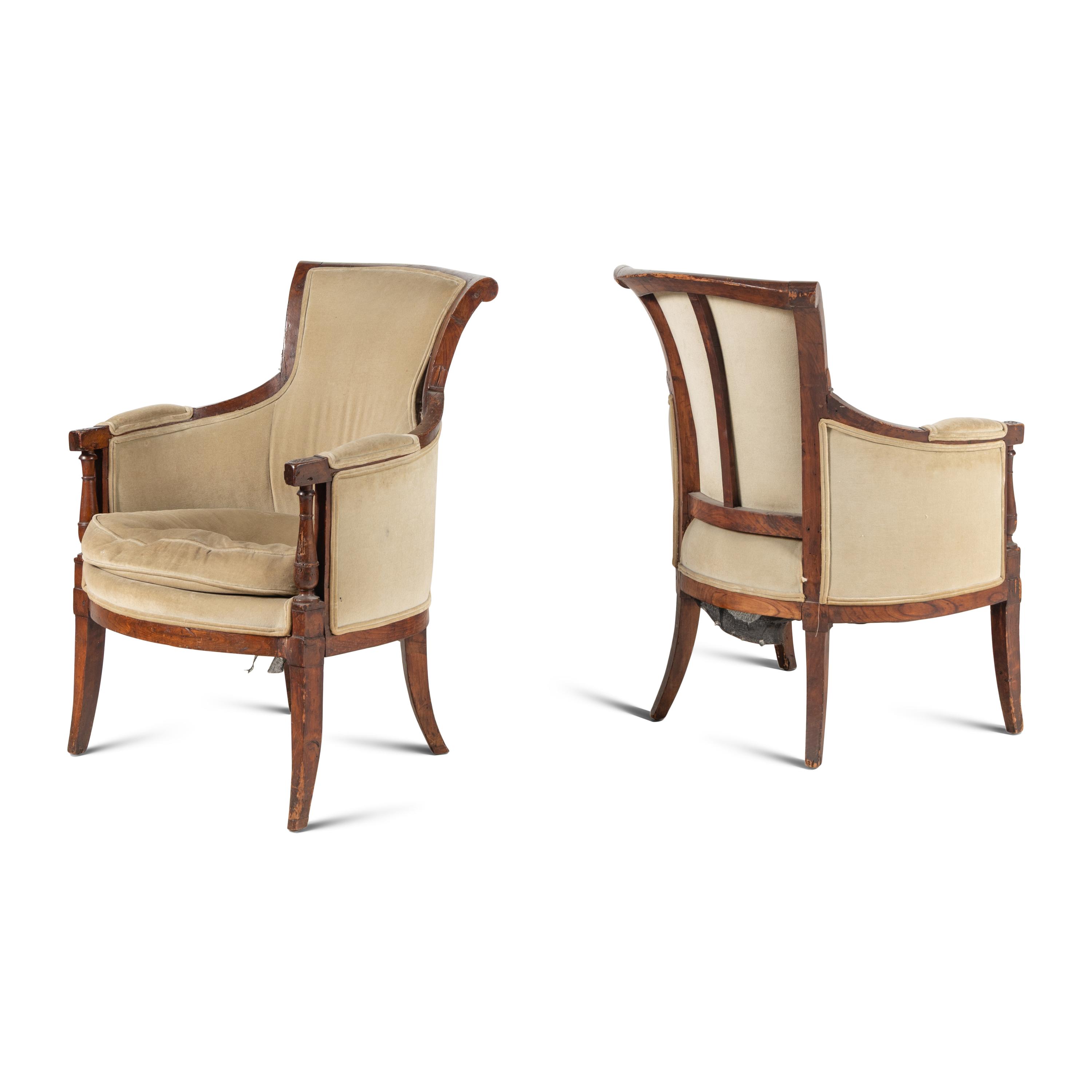 A Pair of Late Louis XVI Mahogany Bergerès