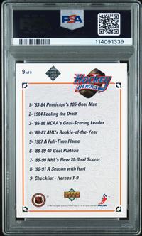 A 1991 Upper Deck Brett Hull Signed Autograph Hockey Heroes Card No. 9 (72/2,500) PSA 9 MINT