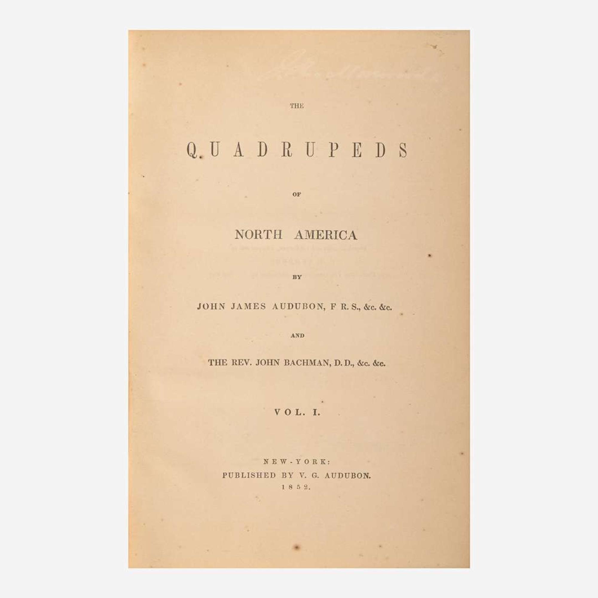 [Americana] Audubon, John James, and John Bachman The Quadrupeds of North America