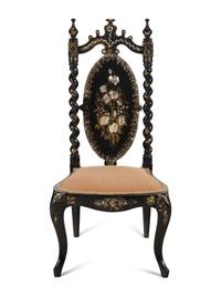 A Victorian Mother-of-Pearl Inlaid Ebonized Side Chair