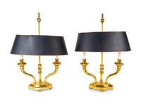 A Group of Four Gilt Metal Bouillotte Style Table Lamps — 20TH CENTURY