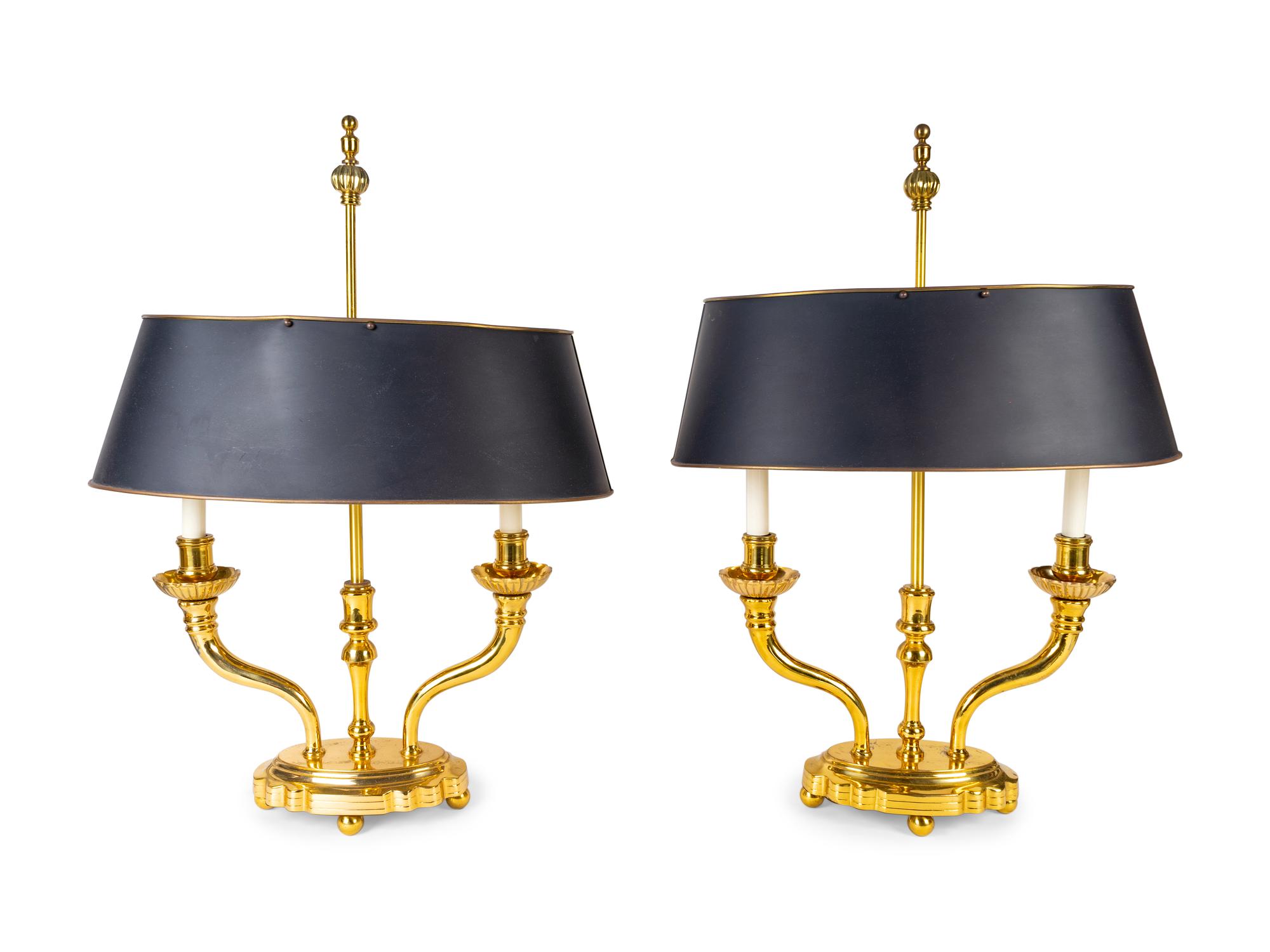 A Group of Four Gilt Metal Bouillotte Style Table Lamps — 20TH CENTURY
