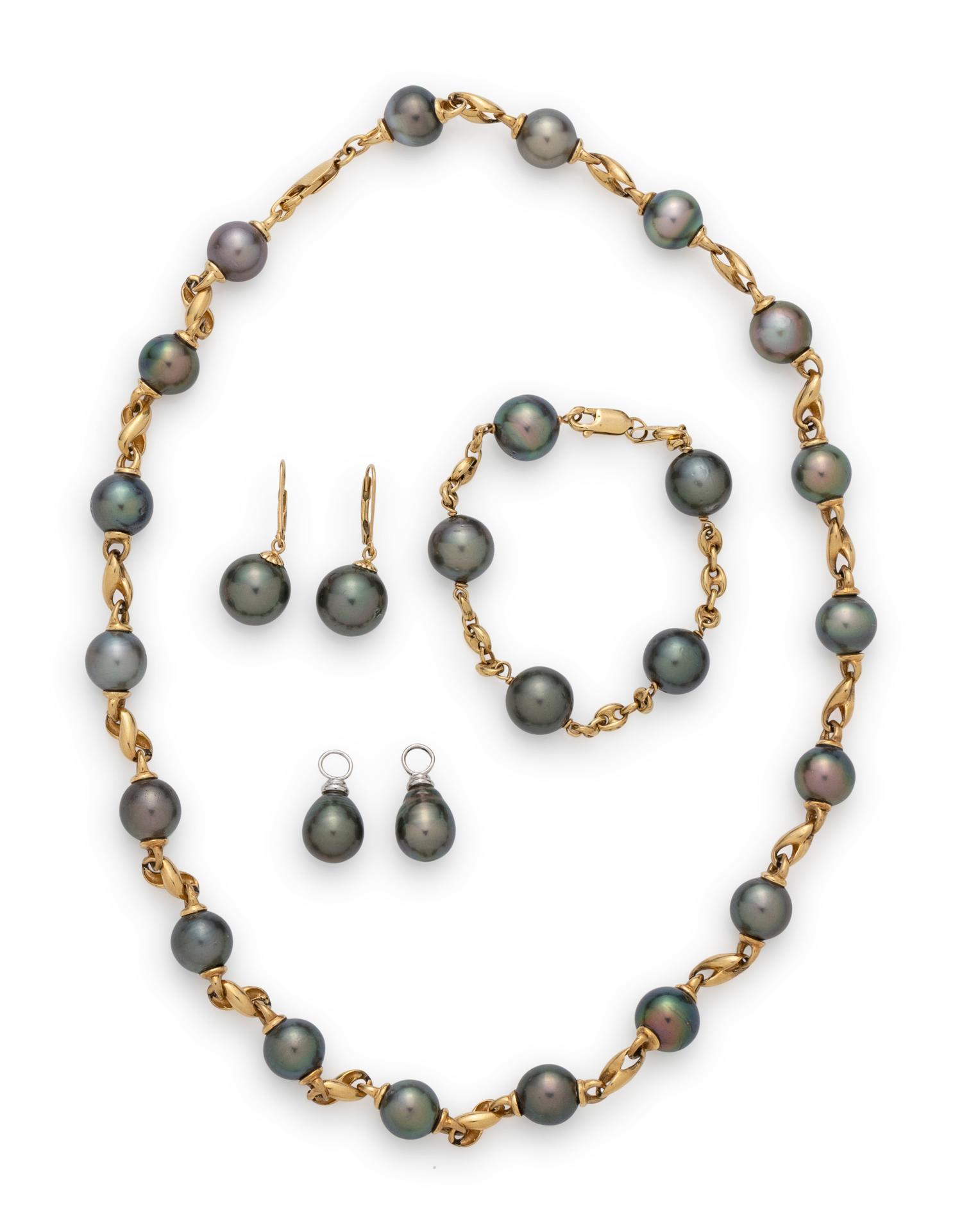 COLLECTION OF GOLD AND CULTURED TAHITIAN PEARL JEWELRY