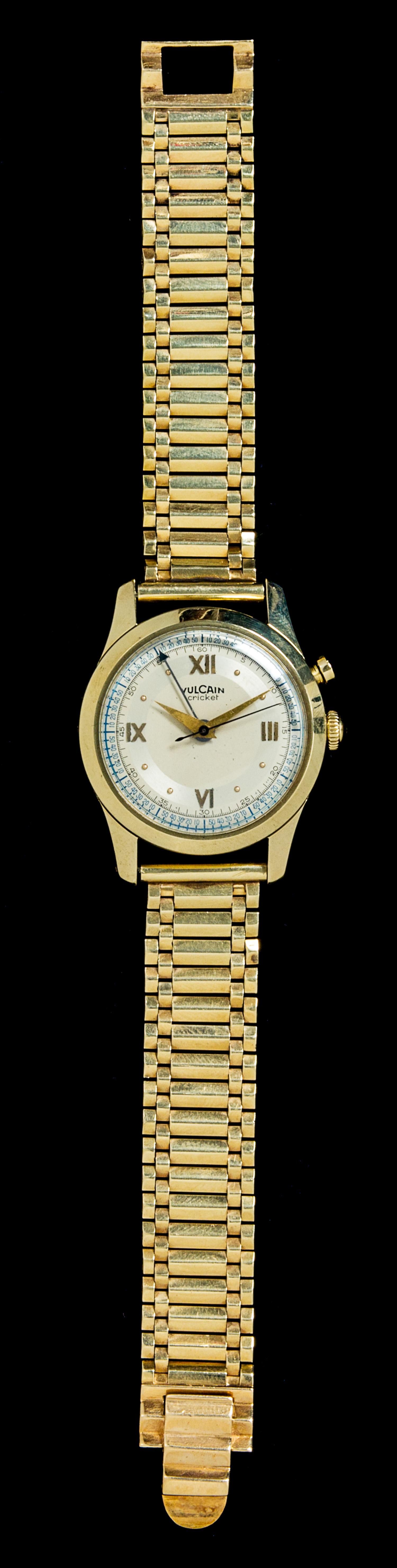 A 14 Karat Yellow Gold Cricket Alarm Wristwatch, Vulcain,