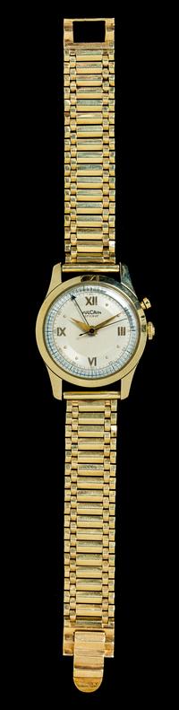A 14 Karat Yellow Gold Cricket Alarm Wristwatch, Vulcain,