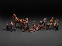 Five Canadian Folk Art Carved and Painted Figures of Men with Animals