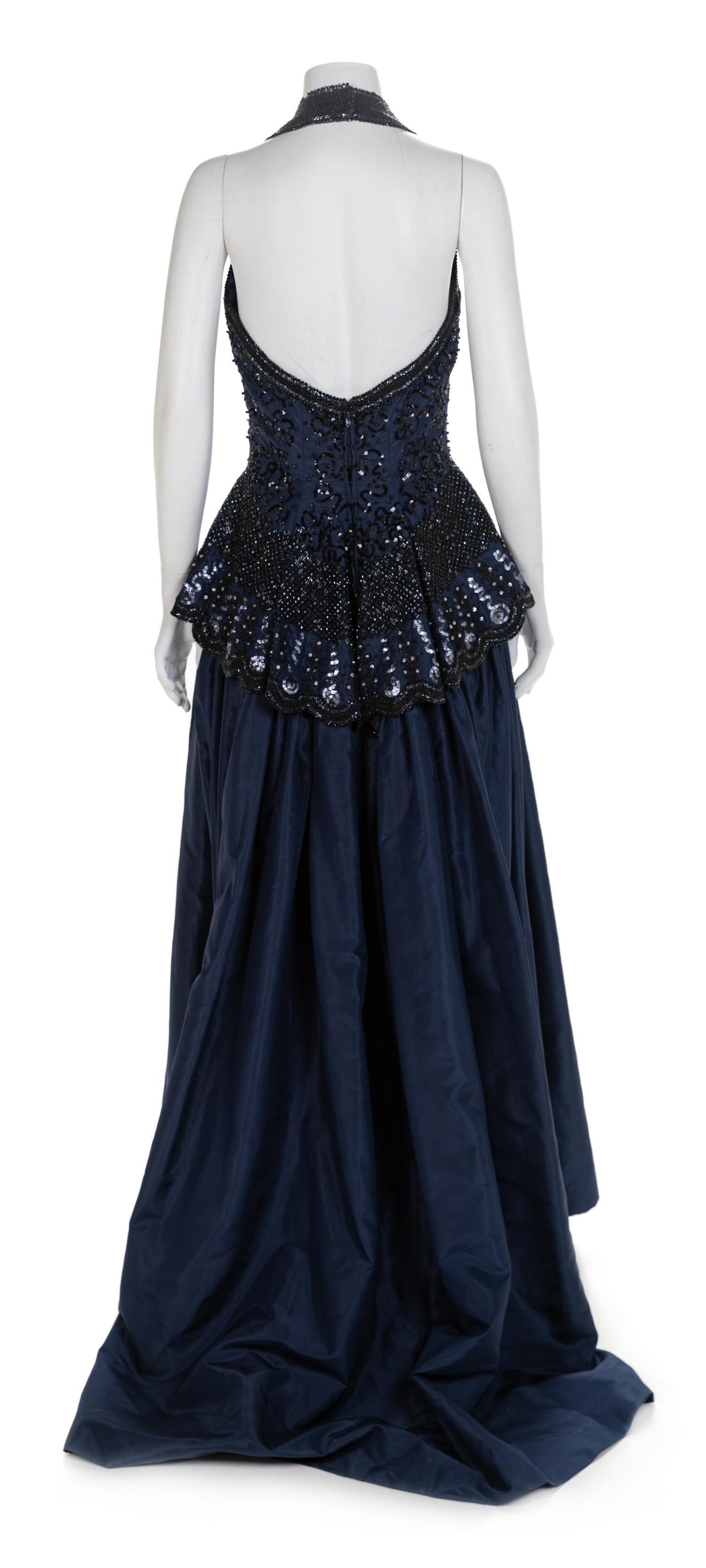 Two Fabrice Beaded Halter Dresses, 1990-2000s No size label
