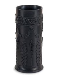 A Wedgwood Basalt Bough Pot and Pair of Spill Vases