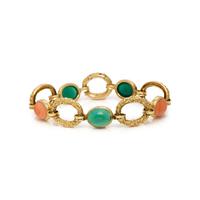 YELLOW GOLD, CORAL, AND CHRYSOPRASE BRACELET