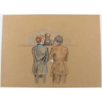 Joan Andrew, Washington Post and CNN Sketch Artist, 16 Original Sketches Documenting the 1980 Trial of Felt "Deep Throat" and Miller, Incl. Nixon and Protestors