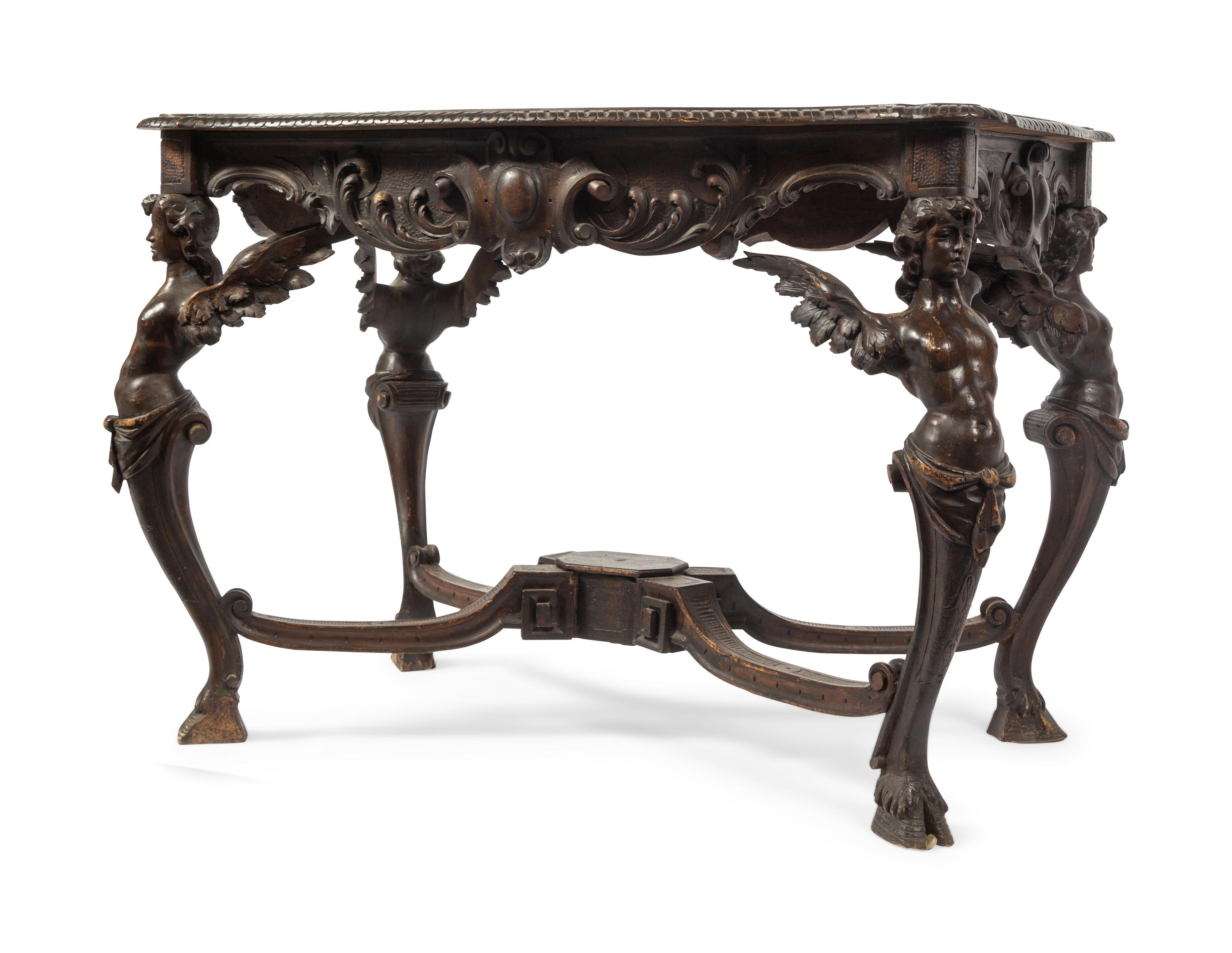 A Continental Carved Walnut Center Table