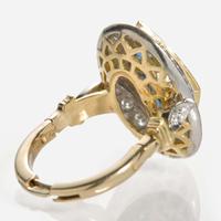 A 14K Yellow Gold, Diamond, and Sapphire Ring