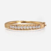 A 14K Gold and Diamond Bangle Bracelet