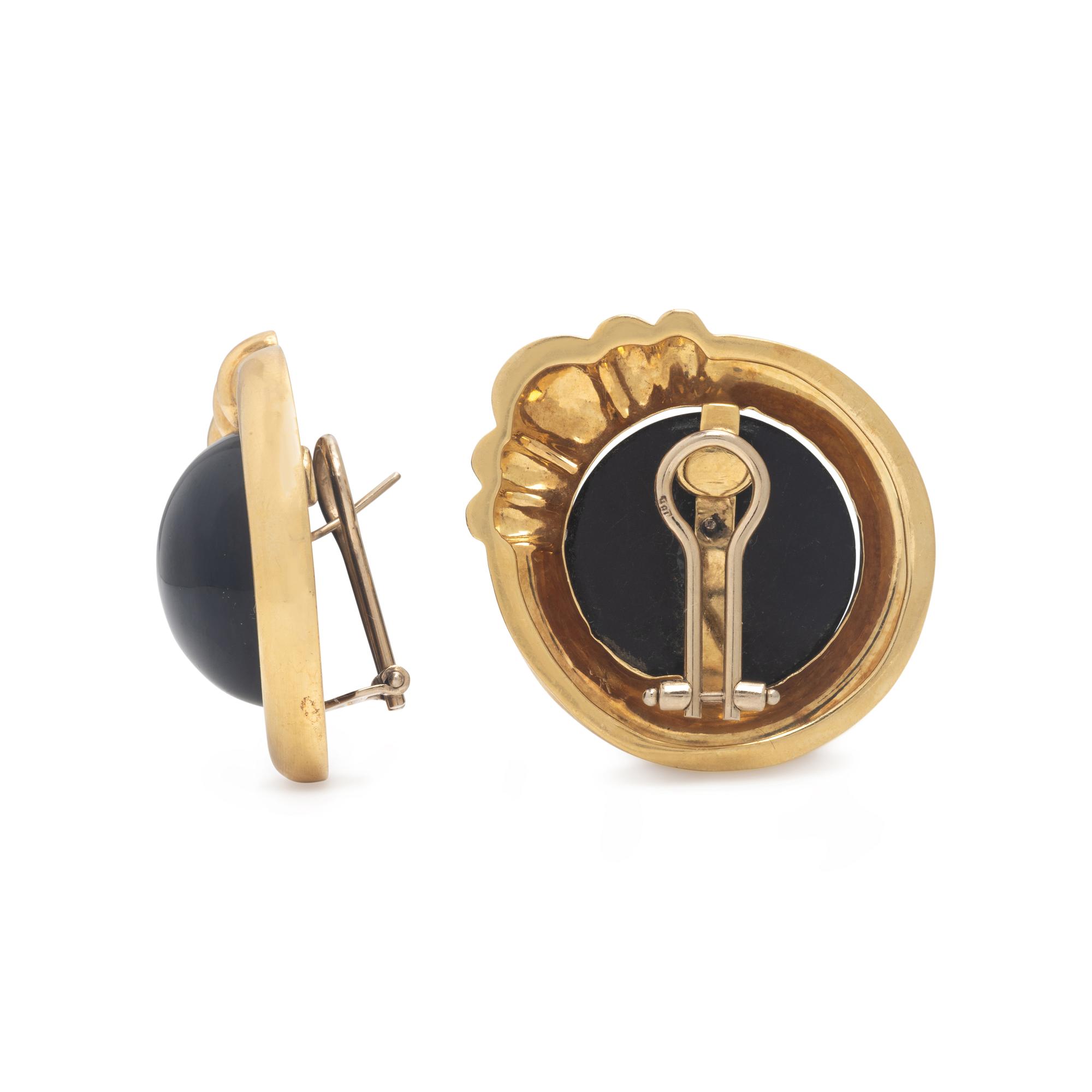 Onyx and Yellow Gold Earrings