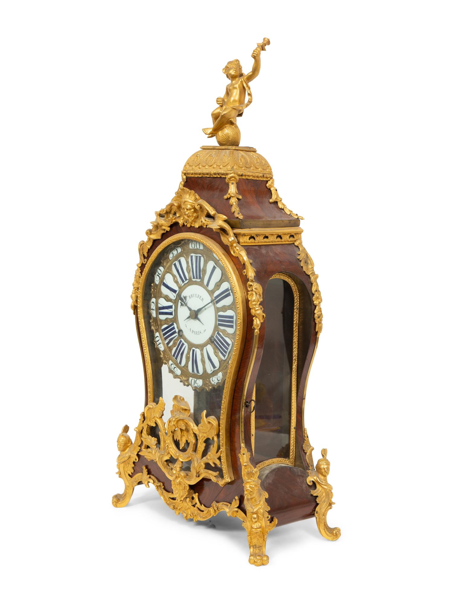 A Louis XV Gilt Bronze Mounted Kingwood Bracket Clock and Matching Wall Bracket