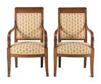 A Pair of Empire Fruitwood Armchairs