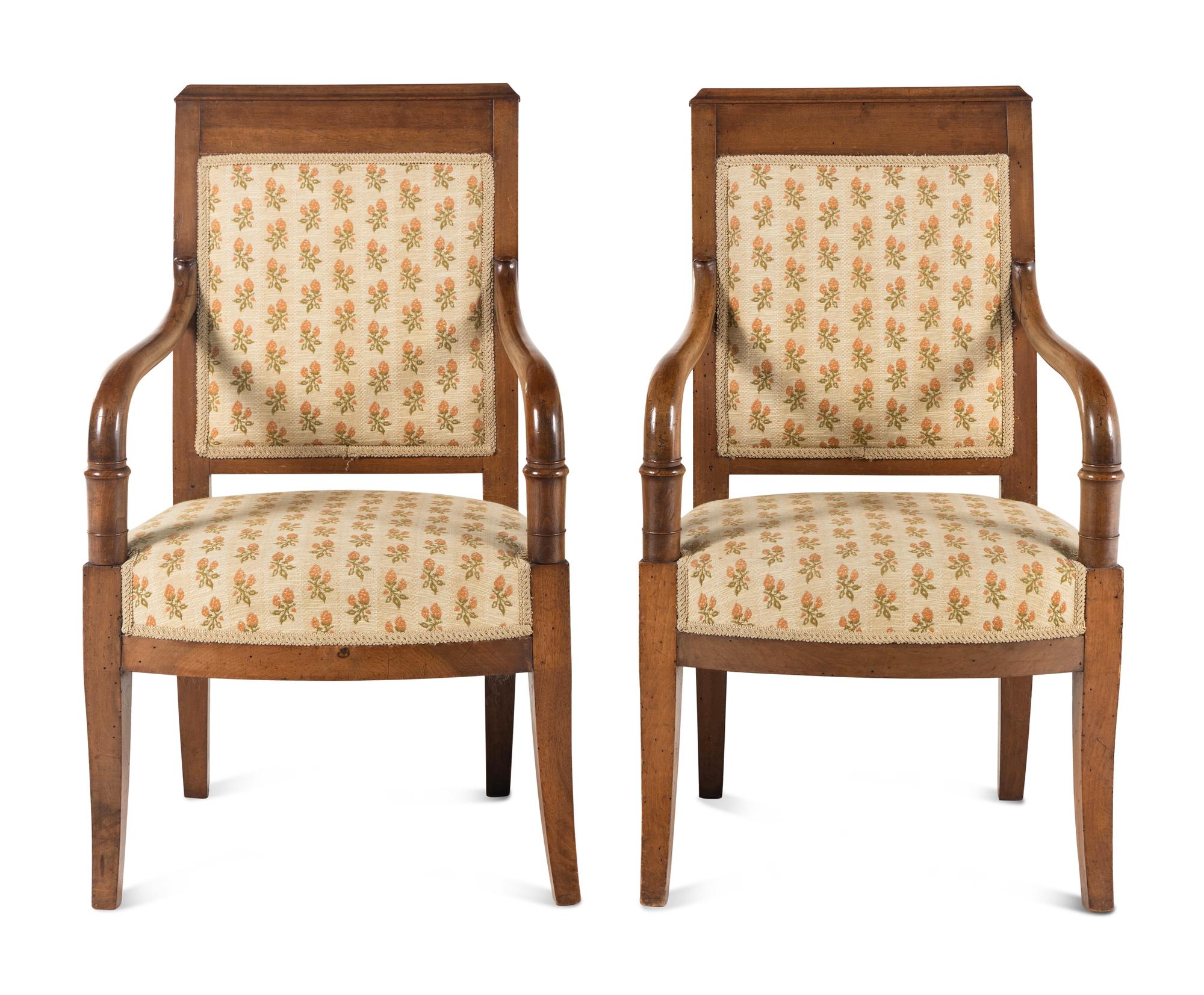 A Pair of Empire Fruitwood Armchairs