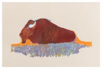 Fritz Scholder, (American, 1937-2005), Buffalo in Grass