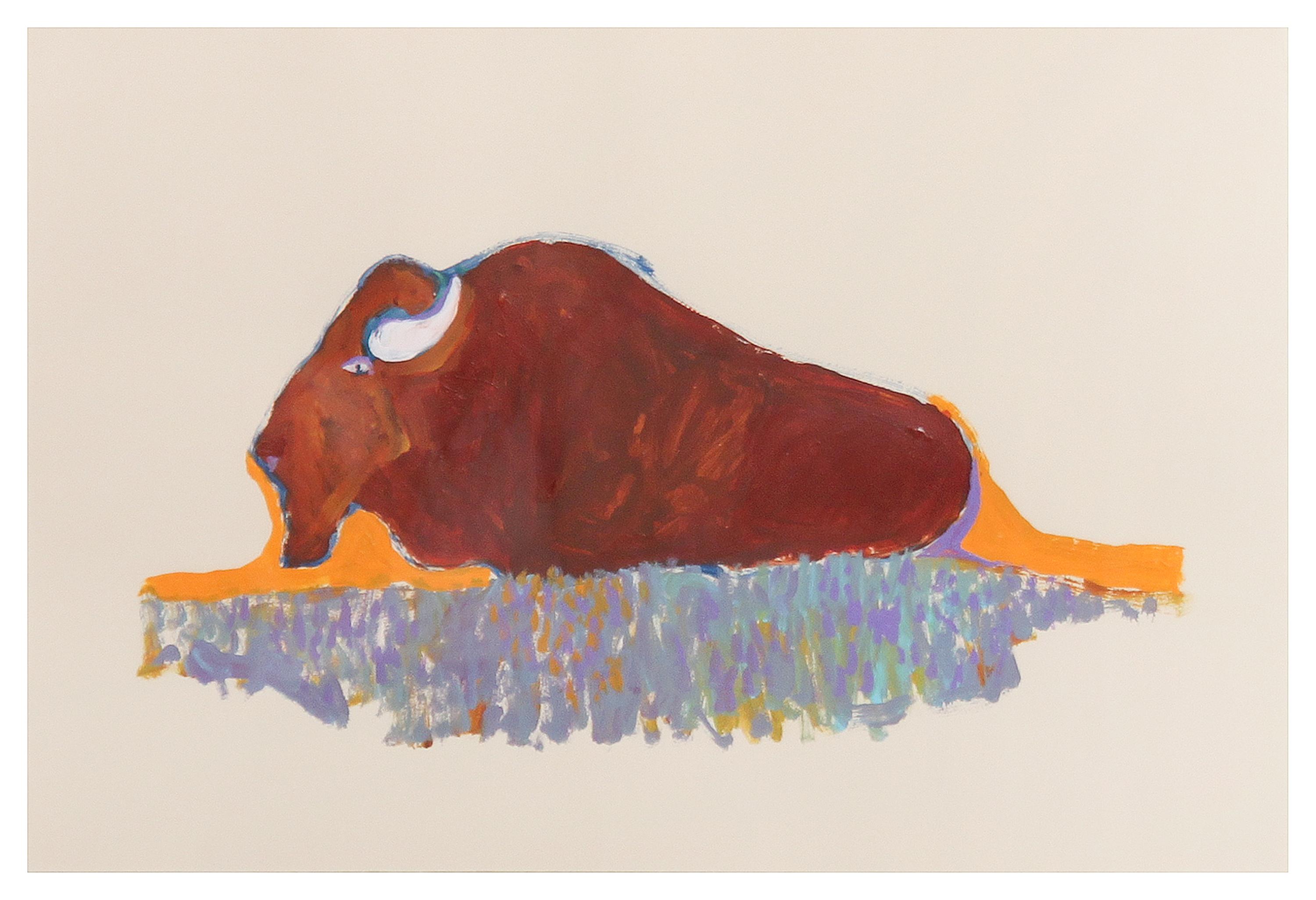 Fritz Scholder, (American, 1937-2005), Buffalo in Grass