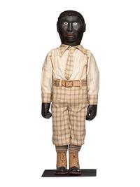 Three Vaudeville Carved and Painted Wood, Leather and Cotton Ventriloquist Dolls