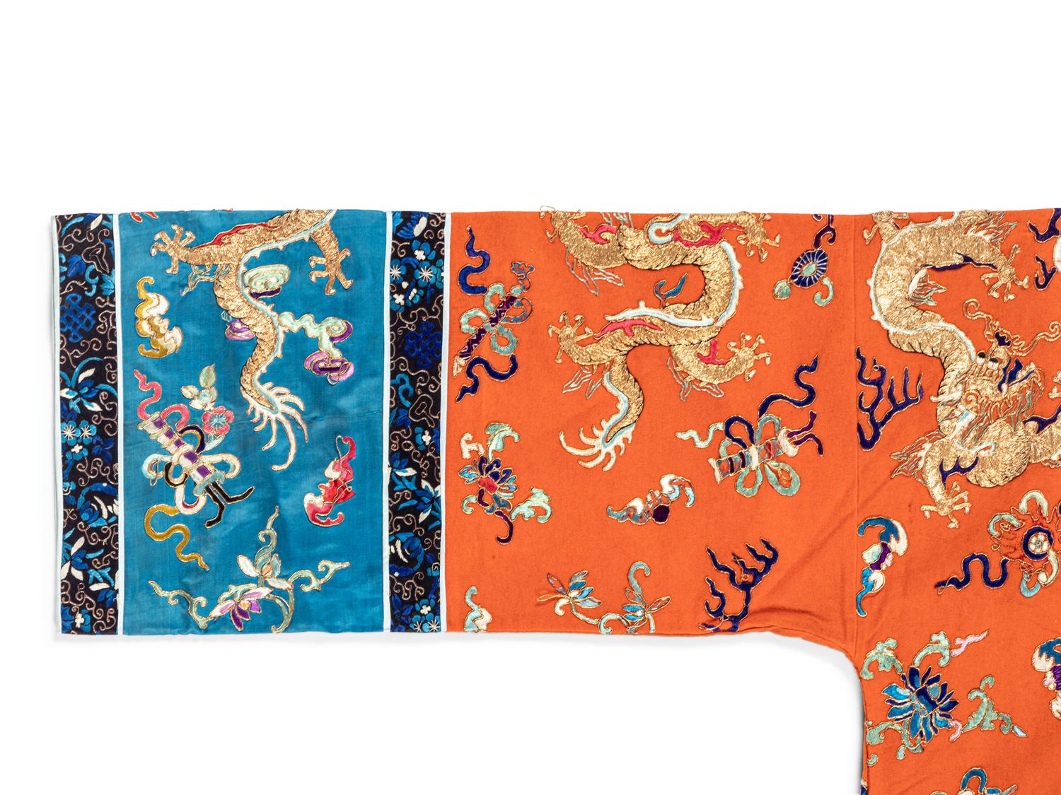 A Chinese Apricot Ground Embroidered Lady's Robe