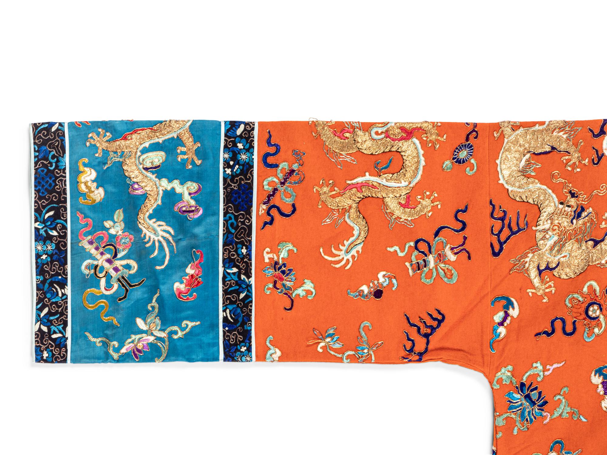 A Chinese Apricot Ground Embroidered Lady's Robe