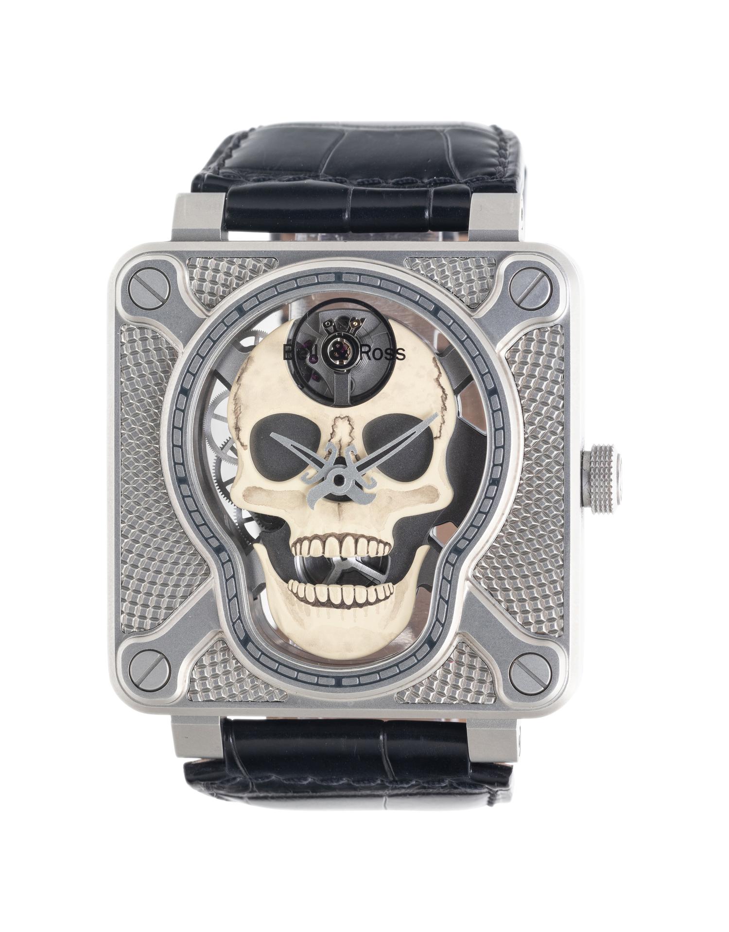 BELL & ROSS, STAINLESS STEEL 'BR 01 SKULL' WATCH