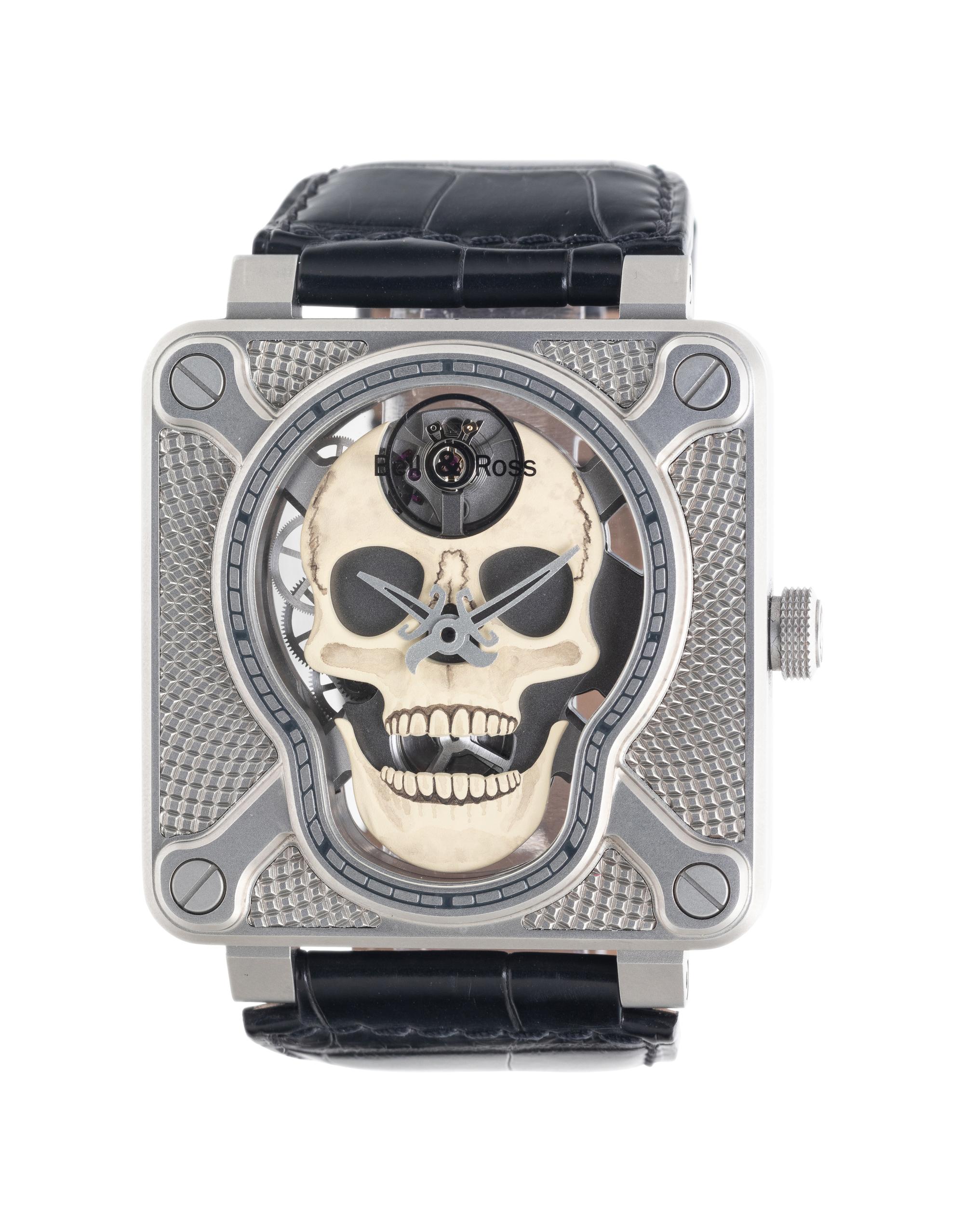 BELL & ROSS, STAINLESS STEEL 'BR 01 SKULL' WATCH