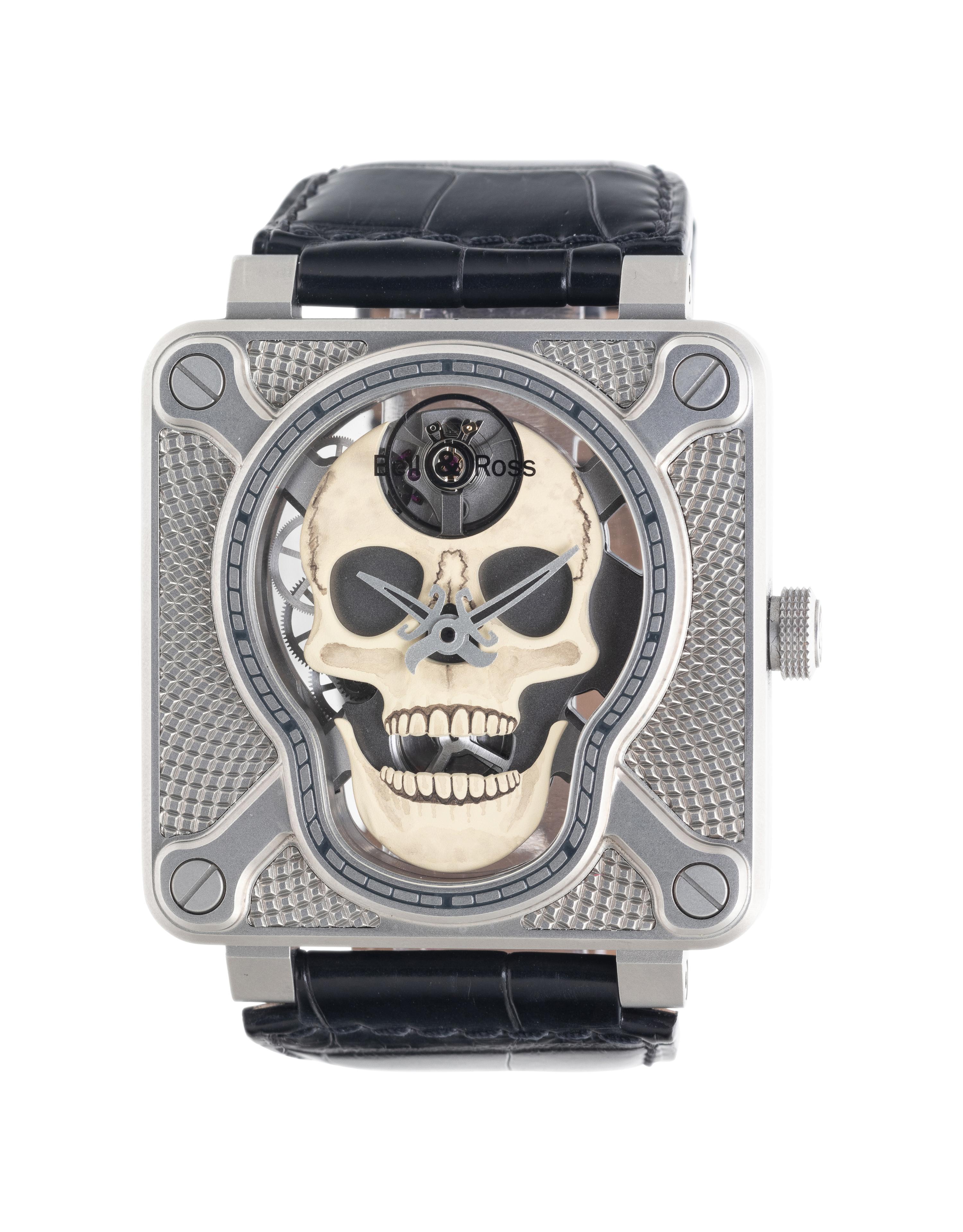 BELL & ROSS, STAINLESS STEEL 'BR 01 SKULL' WATCH