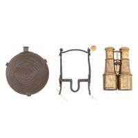 Lot of Civil War Era & Later Militaria including: Bullseye Canteen, Excavated US Bit & German Field Glasses