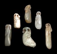 Six Chinese Celadon Jade Carvings of Melons